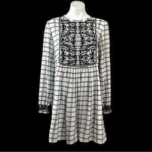 Embroidered Indian style dress/tunic w/windowpane checks